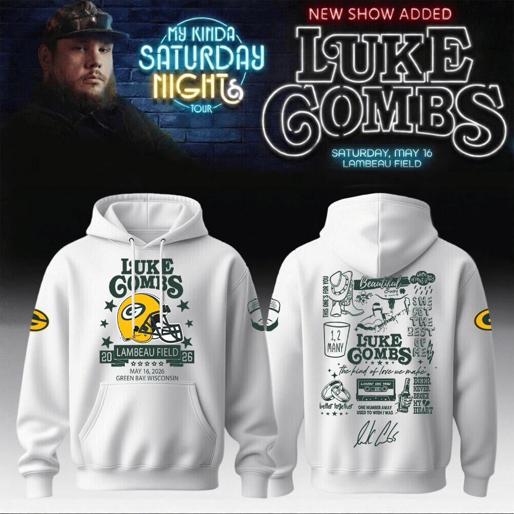 Luke Combs Merch 2026 x Packers Hoodie My Kinda Saturday Night Tour Music And Sports Outfit