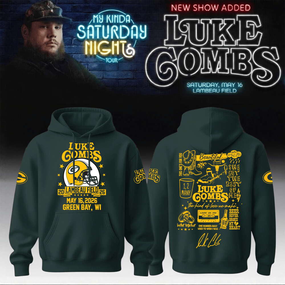 Luke Combs Merch 2026 x Packers Hoodie My Kinda Saturday Night Tour Music Lover Gifts