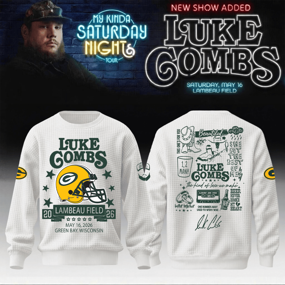 Luke Combs Merch 2026 x Packers Sweatshirt My Kinda Saturday Night Tour Apparel Gift For Fan