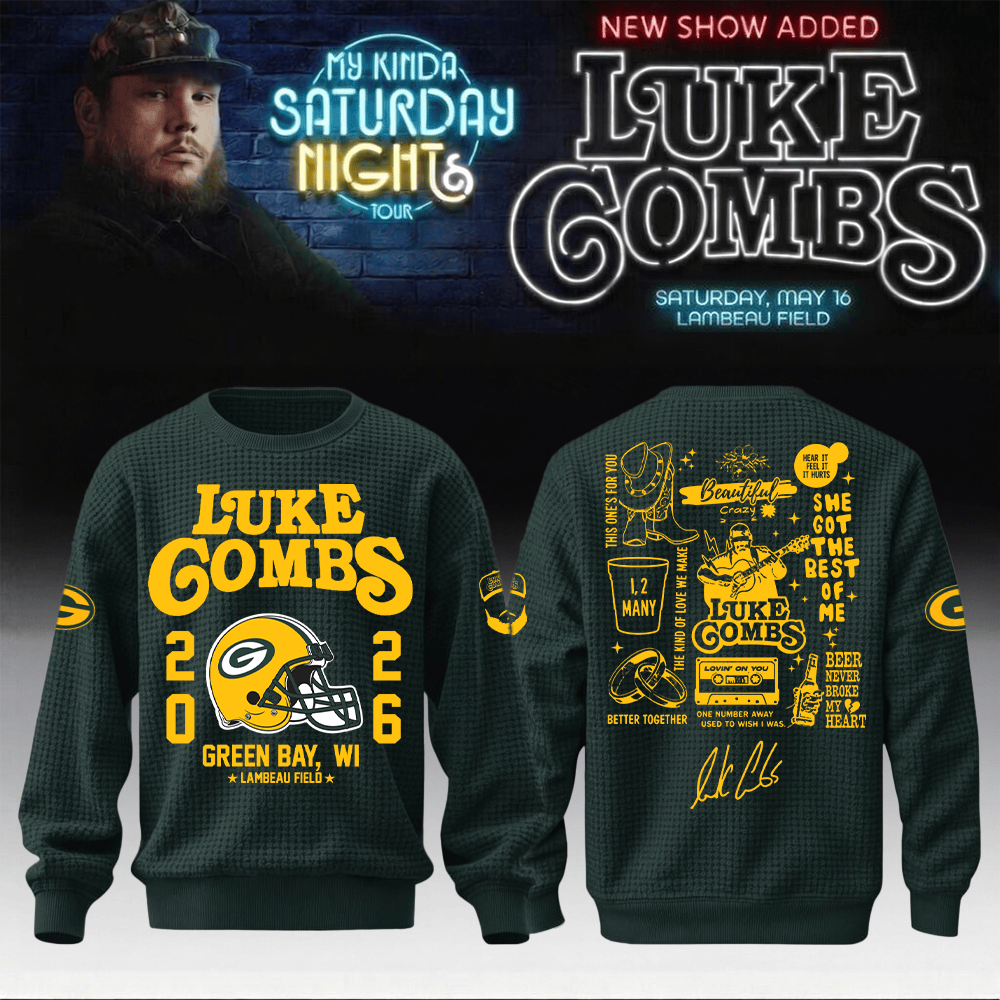 Luke Combs Merch 2026 x Packers Sweatshirt My Kinda Saturday Night Tour Clothing Gift