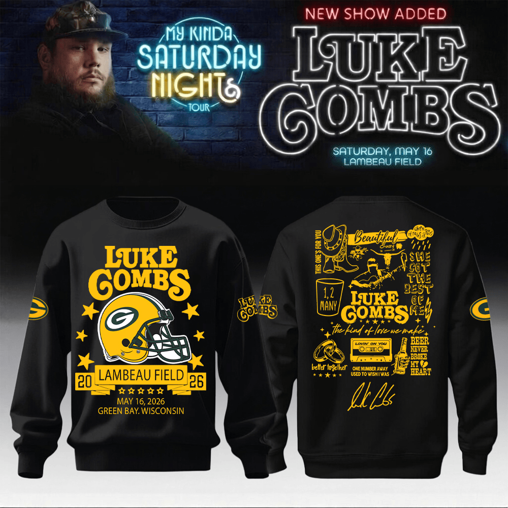 Luke Combs Merch 2026 x Packers Sweatshirt My Kinda Saturday Night Tour Concert Outfits