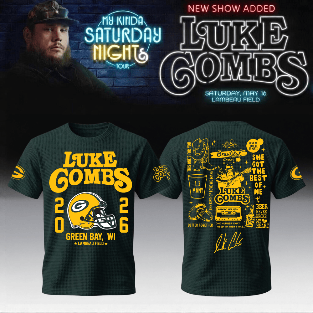 Luke Combs Merch 2026 x Packers T-Shirt My Kinda Saturday Night Tour 2026 Shirts