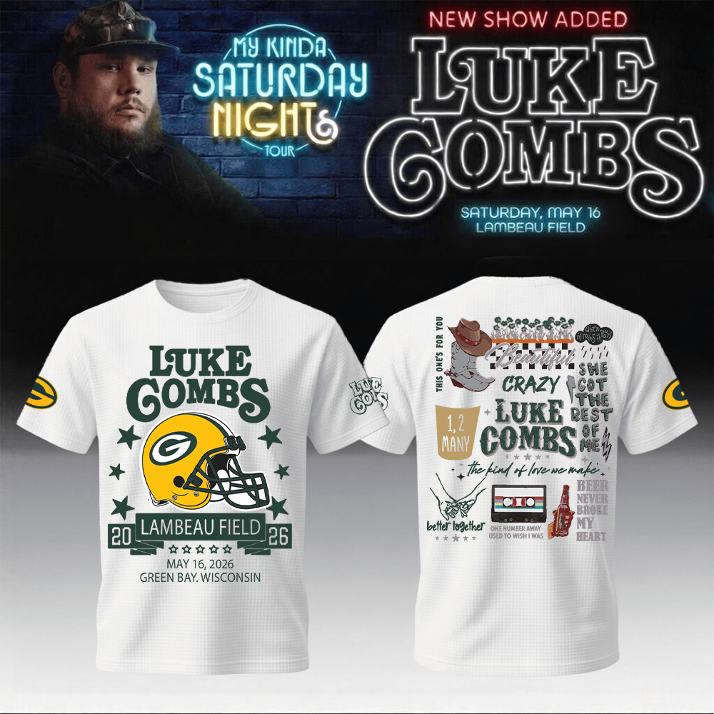 Luke Combs Merch 2026 x Packers T-Shirt My Kinda Saturday Night Tour Packers Lover Gift