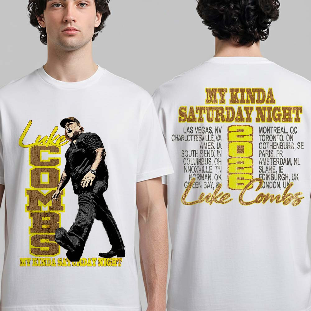 Luke Combs Merch My Kinda Saturday Night Tour 2026 T-Shirt Music Concert Tee