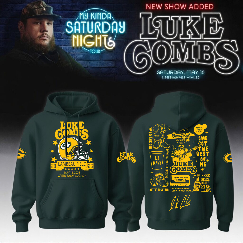Luke Combs Merch x Green Bay Packers 2026 Hoodie My Kinda Saturday Night Tour For Sale