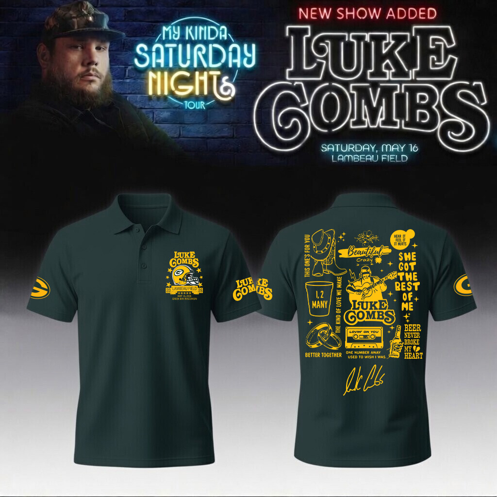 Luke Combs Merch x Green Bay Packers 2026 Polo Shirt My Kinda Saturday Night Tour Best Fans Gear