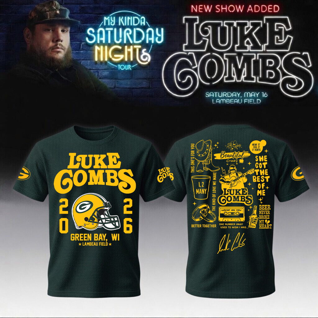Luke Combs Merch x Green Bay Packers 2026 T-Shirt My Kinda Saturday Night Tour 2026 Gear