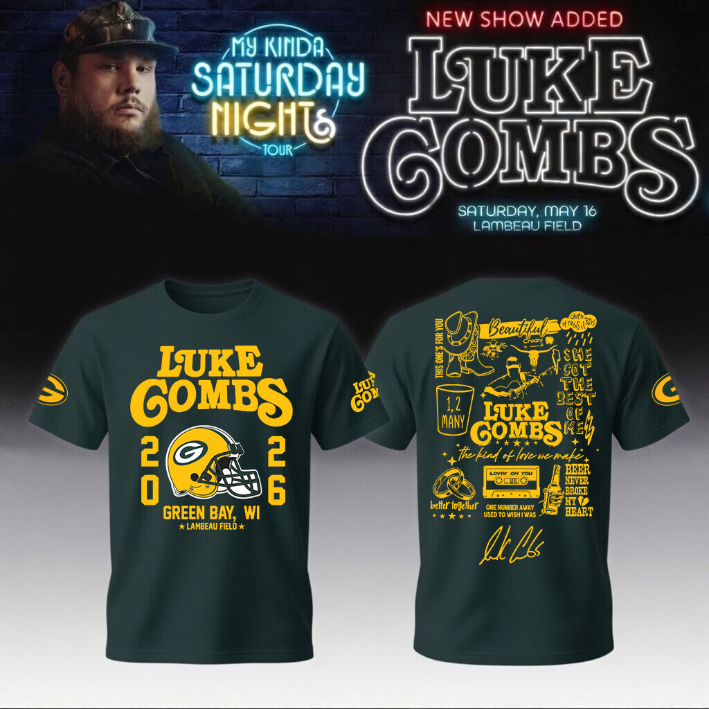 Luke Combs Merch x Green Bay Packers 2026 T-Shirt My Kinda Saturday Night Tour Best Fans Gear