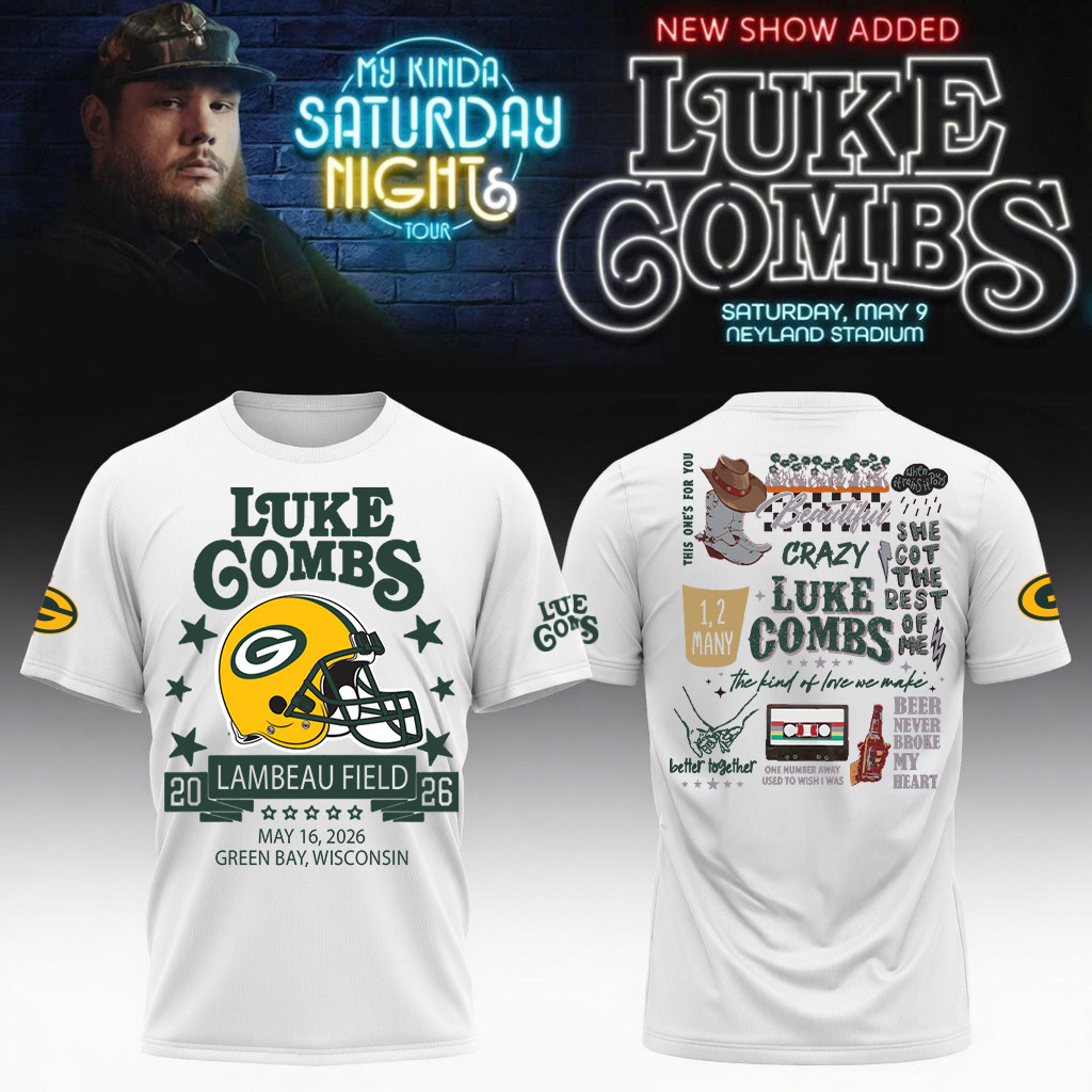 Luke Combs Merch x Green Bay Packers 2026 T-Shirt My Kinda Saturday Night Tour Gift For Brother