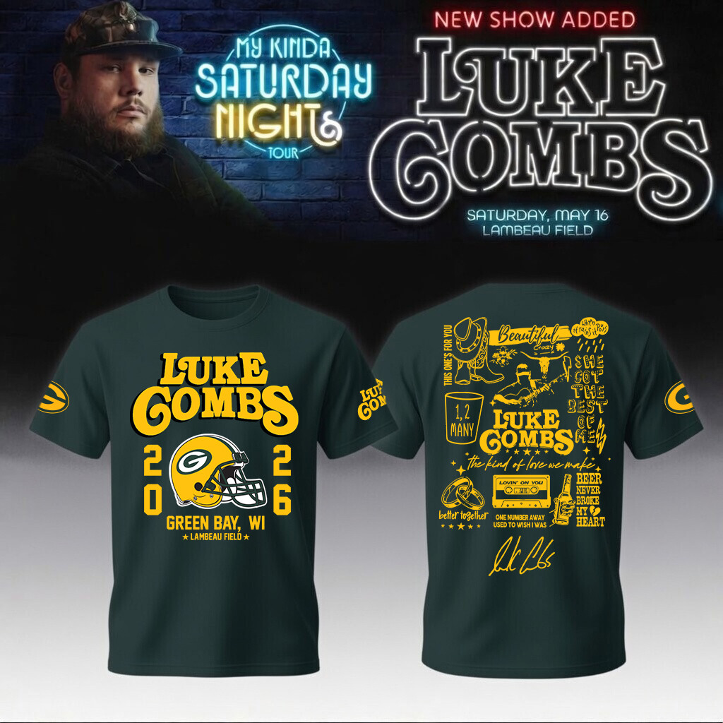 Luke Combs Merch x Green Bay Packers 2026 T-Shirt My Kinda Saturday Night Tour Outfits