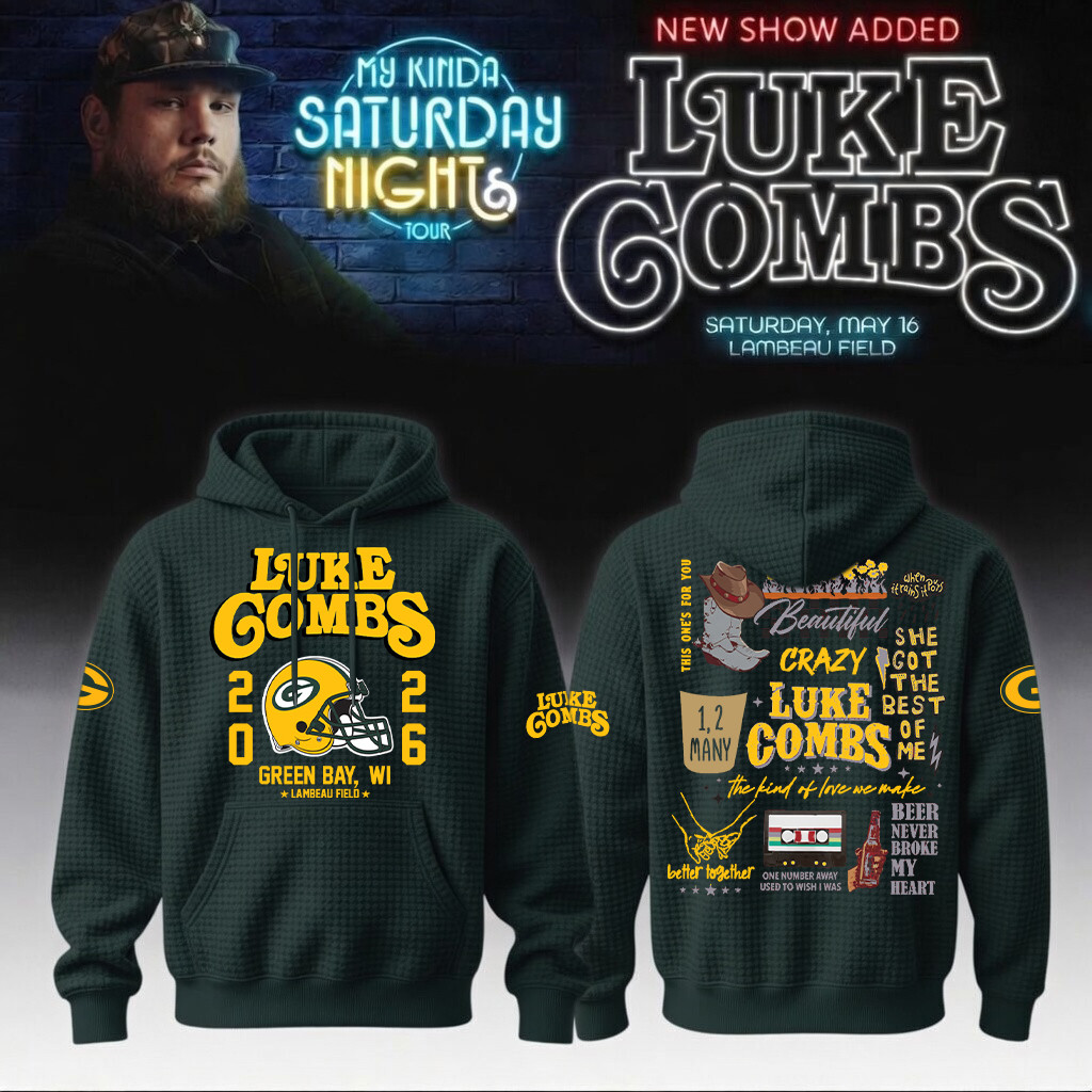 Luke Combs Merch x Green Bay Packers Hoodie My Kinda Saturday Night Tour 2026 Apparel
