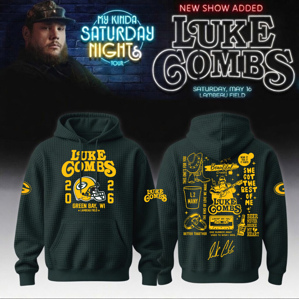 Luke Combs Merch x Green Bay Packers Hoodie My Kinda Saturday Night Tour 2026 Apparel Best Fan Gear