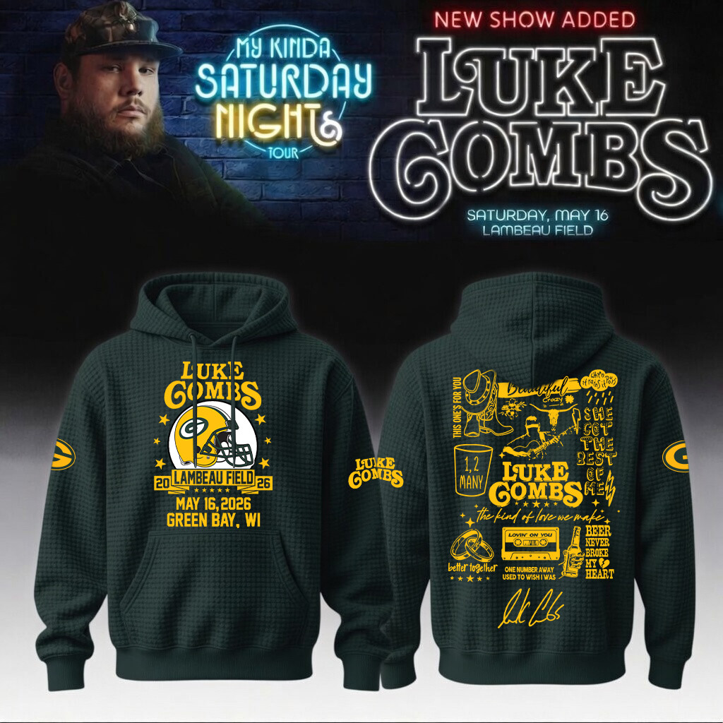 Luke Combs Merch x Green Bay Packers Hoodie My Kinda Saturday Night Tour Best Fans Gear
