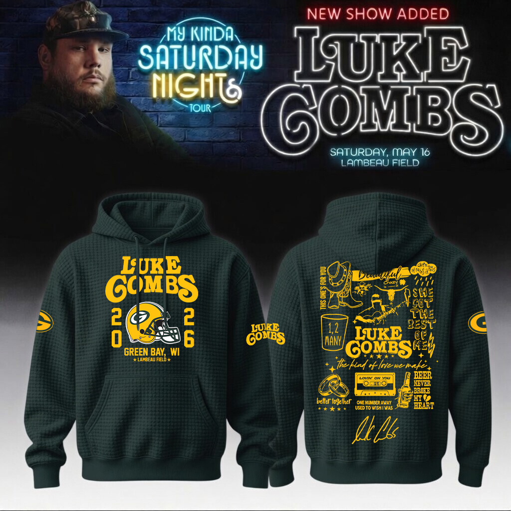Luke Combs Merch x Green Bay Packers Hoodie My Kinda Saturday Night Tour For Sale