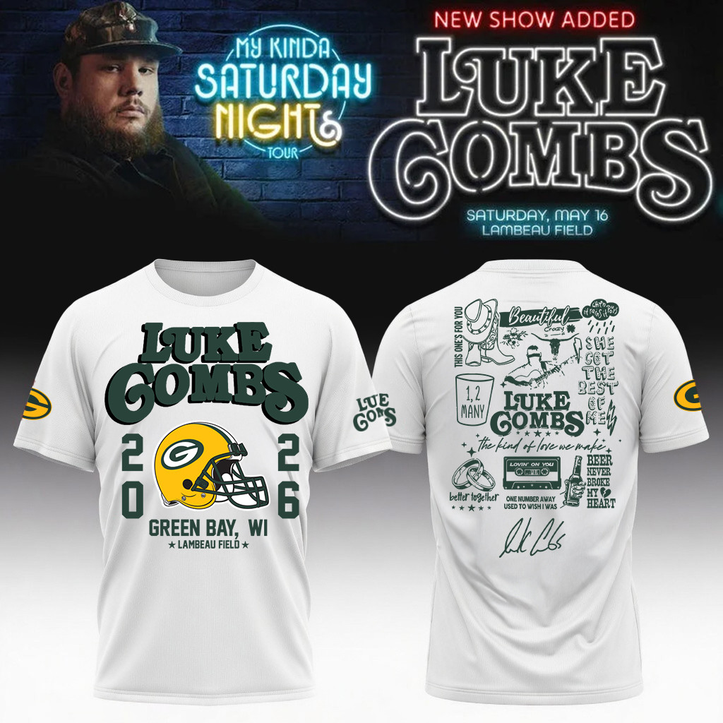 Luke Combs Merch x Green Bay Packers T-Shirt My Kinda Saturday Night Tour 2026 Clothing