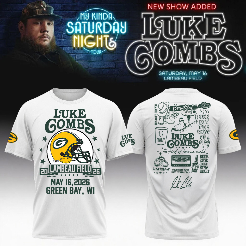 Luke Combs Merch x Green Bay Packers T-Shirt My Kinda Saturday Night Tour 2026 Outifts