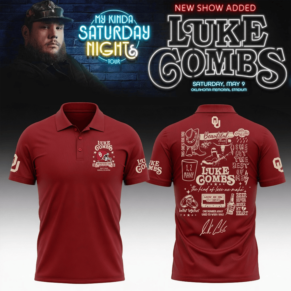 Luke Combs Merch x Oklahoma 2026 Polo Shirt My Kinda Saturday Night Tour 2026 Clothes Gift Idea