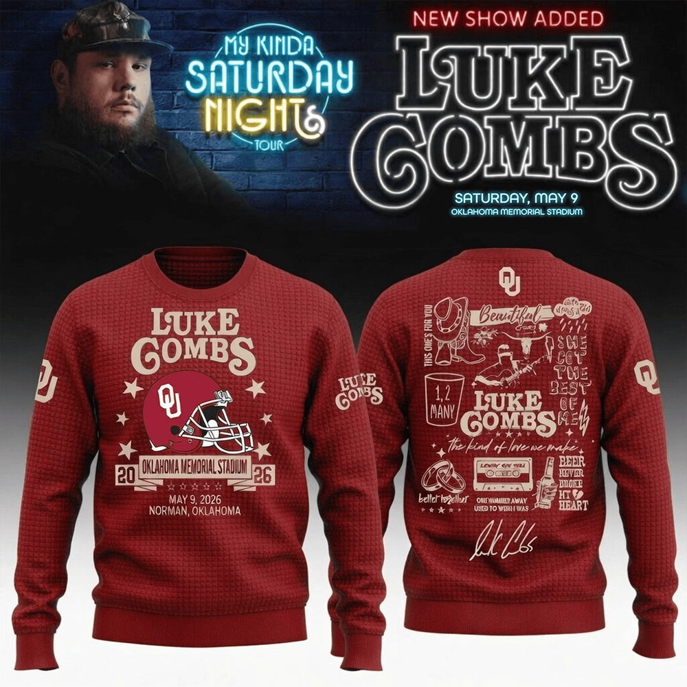 Luke Combs Merch x Oklahoma 2026 Sweatshirt My Kinda Saturday Night Tour Apparel