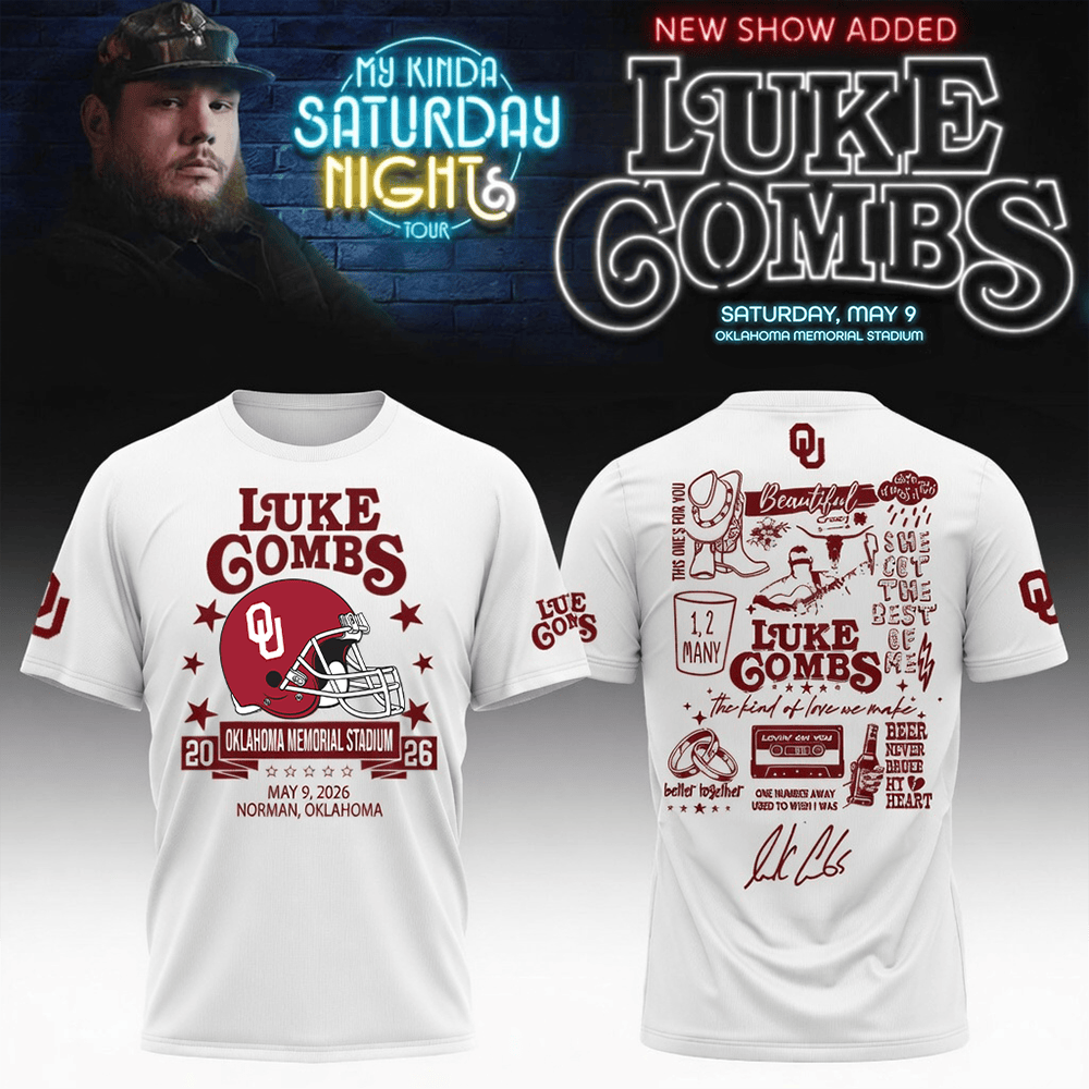 Luke Combs Merch x Oklahoma 2026 T-Shirt My Kinda Saturday Night Tour 2026 Clothing
