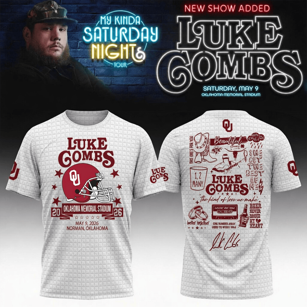 Luke Combs Merch x Oklahoma 2026 T-Shirt My Kinda Saturday Night Tour Clothes