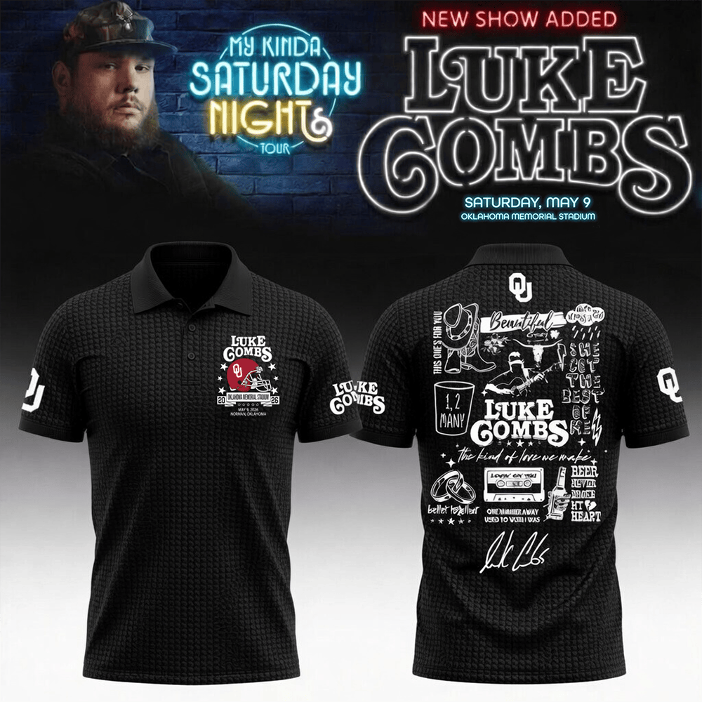 Luke Combs Merch x Oklahoma Polo Shirt My Kinda Saturday Night Tour Clothes Gift For Fans