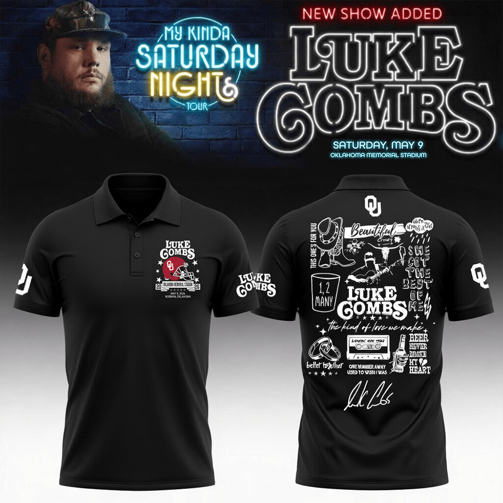 Luke Combs Merch x Oklahoma Polo Shirt My Kinda Saturday Night Tour Clothing Gift For Huge Fans