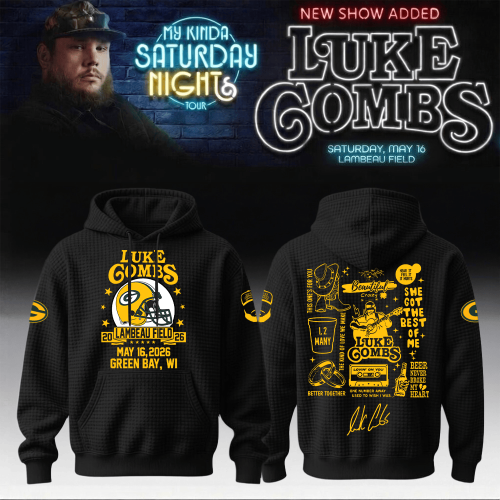 Luke Combs Merch x Packers 2026 Hoodie My Kinda Saturday Night Tour Apparel