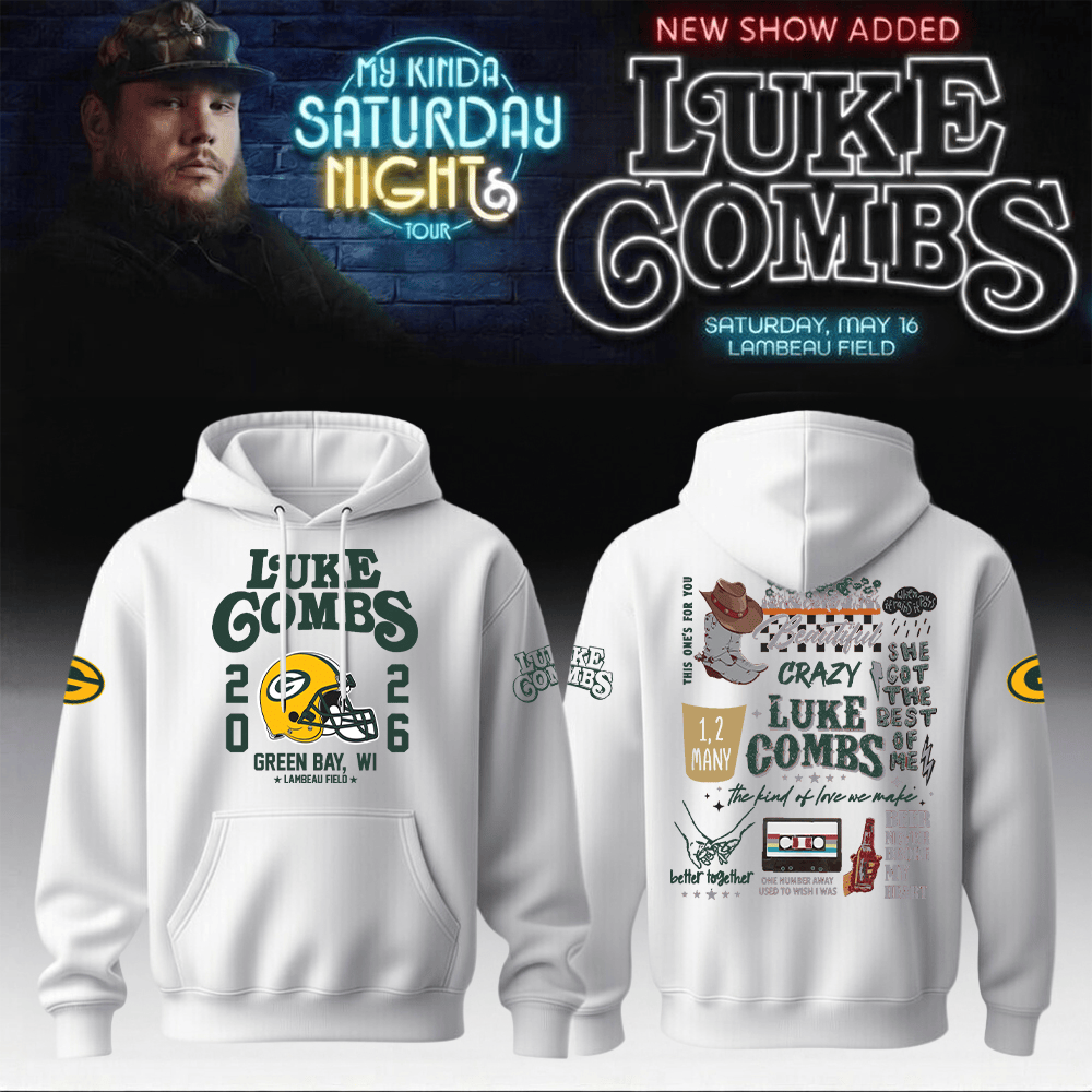 Luke Combs Merch x Packers 2026 Hoodie My Kinda Saturday Night Tour Clothing Fans Gear