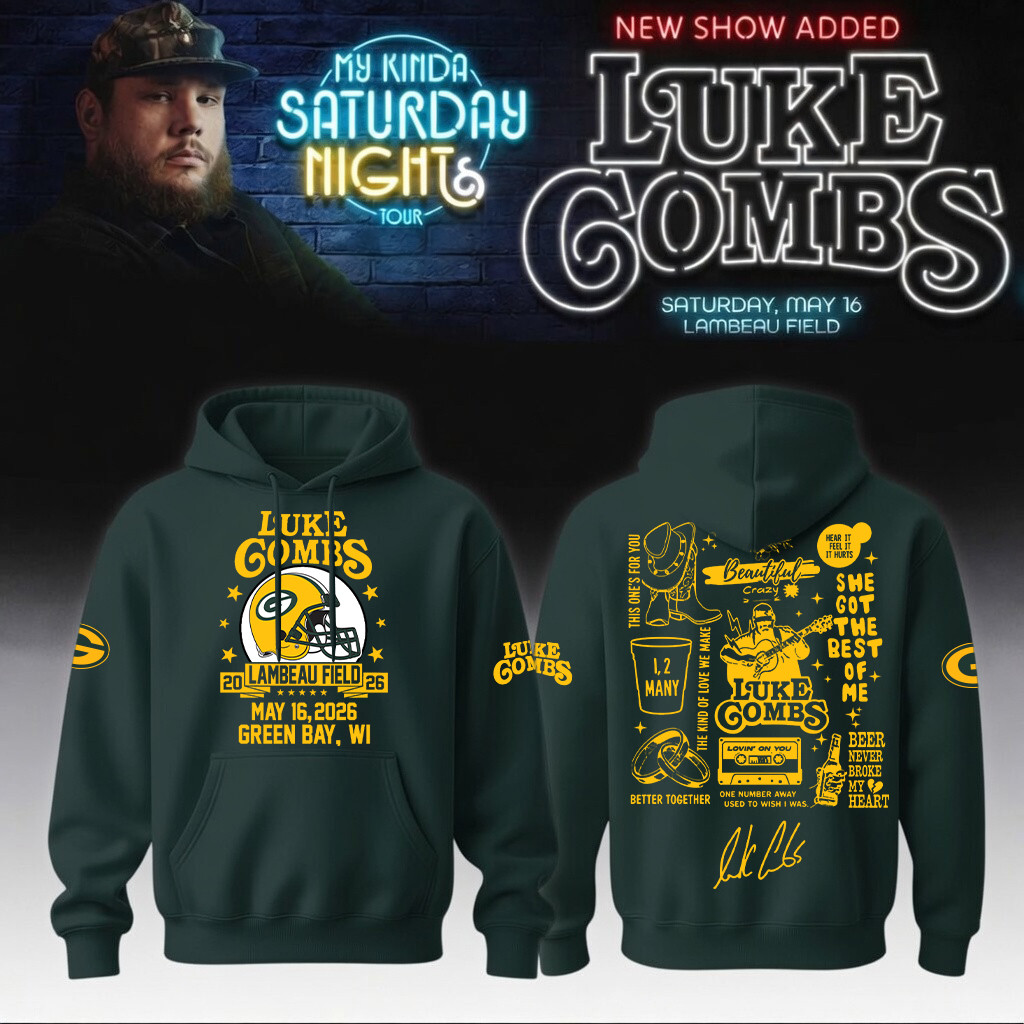 Luke Combs Merch x Packers 2026 Hoodie My Kinda Saturday Night Tour Hooded Sweatshirt