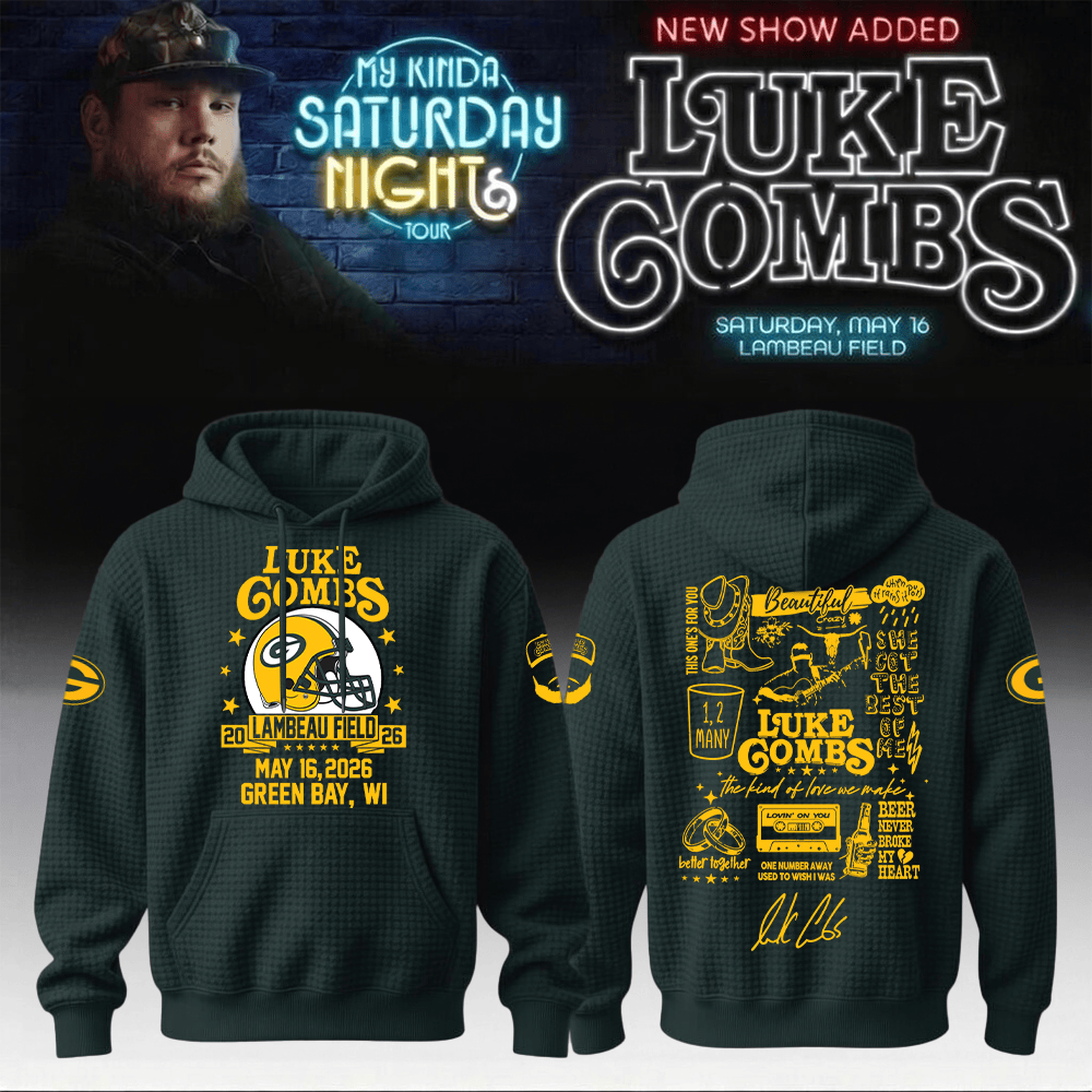 Luke Combs Merch x Packers 2026 Hoodie My Kinda Saturday Night Tour Hooded Sweatshirt