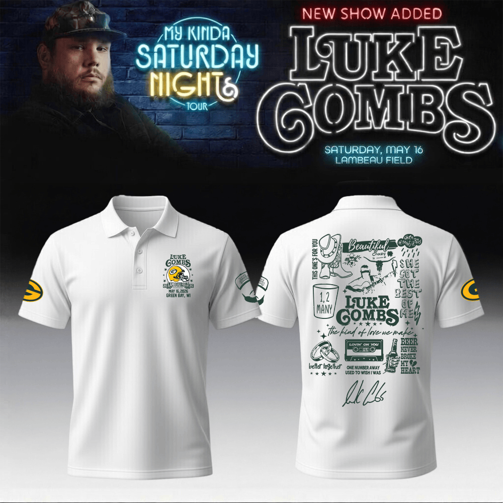Luke Combs Merch x Packers 2026 Polo Shirt My Kinda Saturday Night Tour 2026 Luke Combs Gear