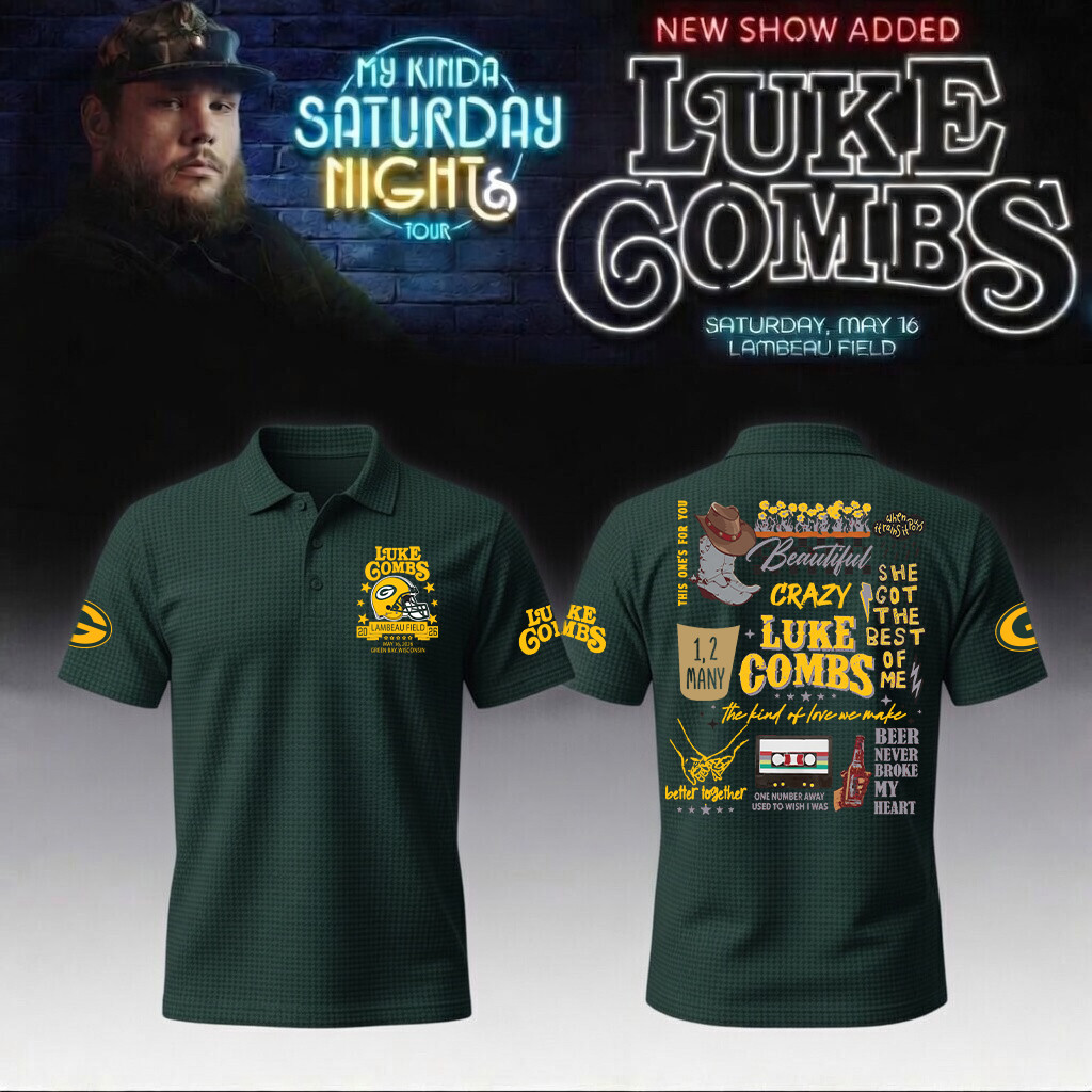 Luke Combs Merch x Packers 2026 Polo Shirt My Kinda Saturday Night Tour Shirt Luke Combs Gift