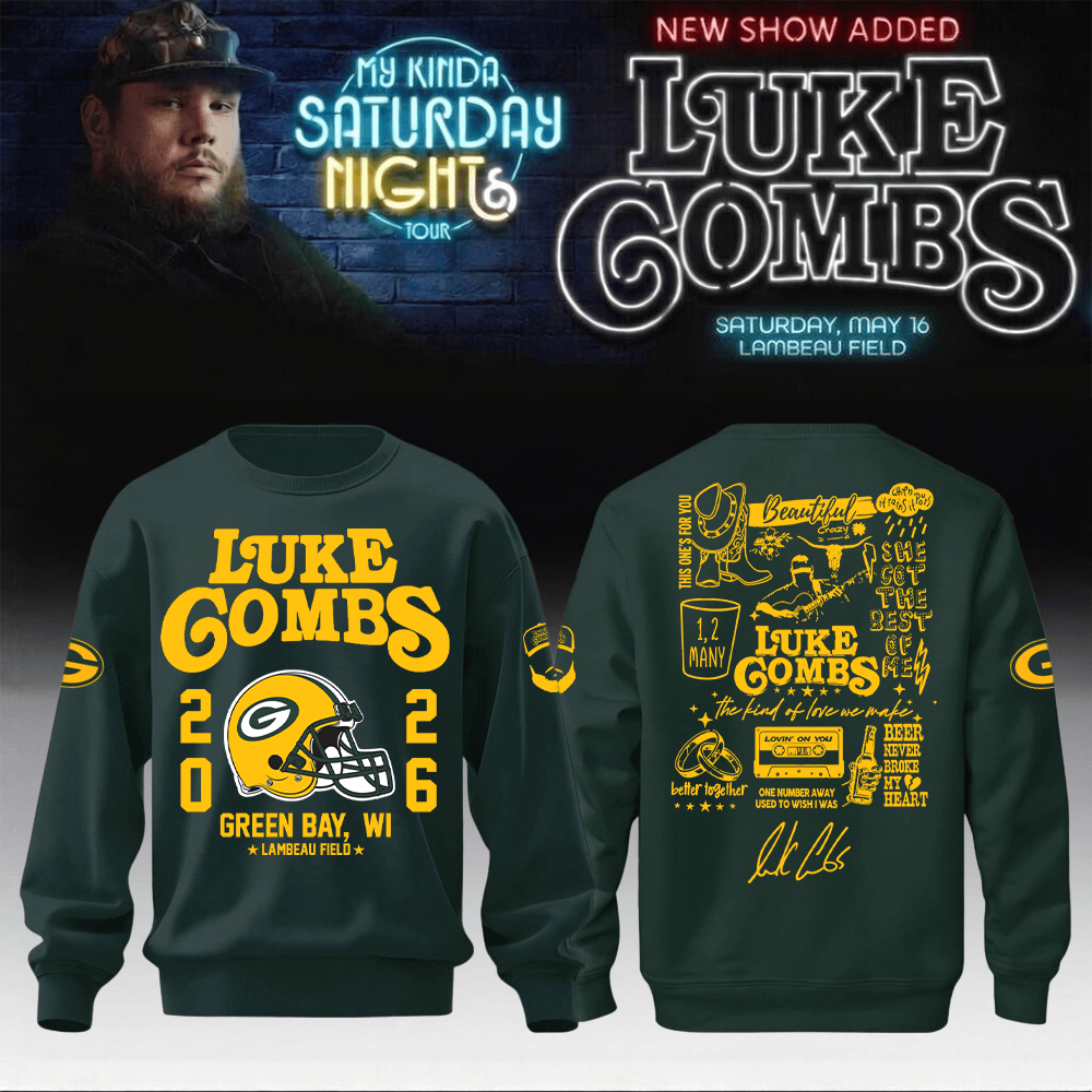 Luke Combs Merch x Packers 2026 Sweatshirt My Kinda Saturday Night Tour 2026 Clothes