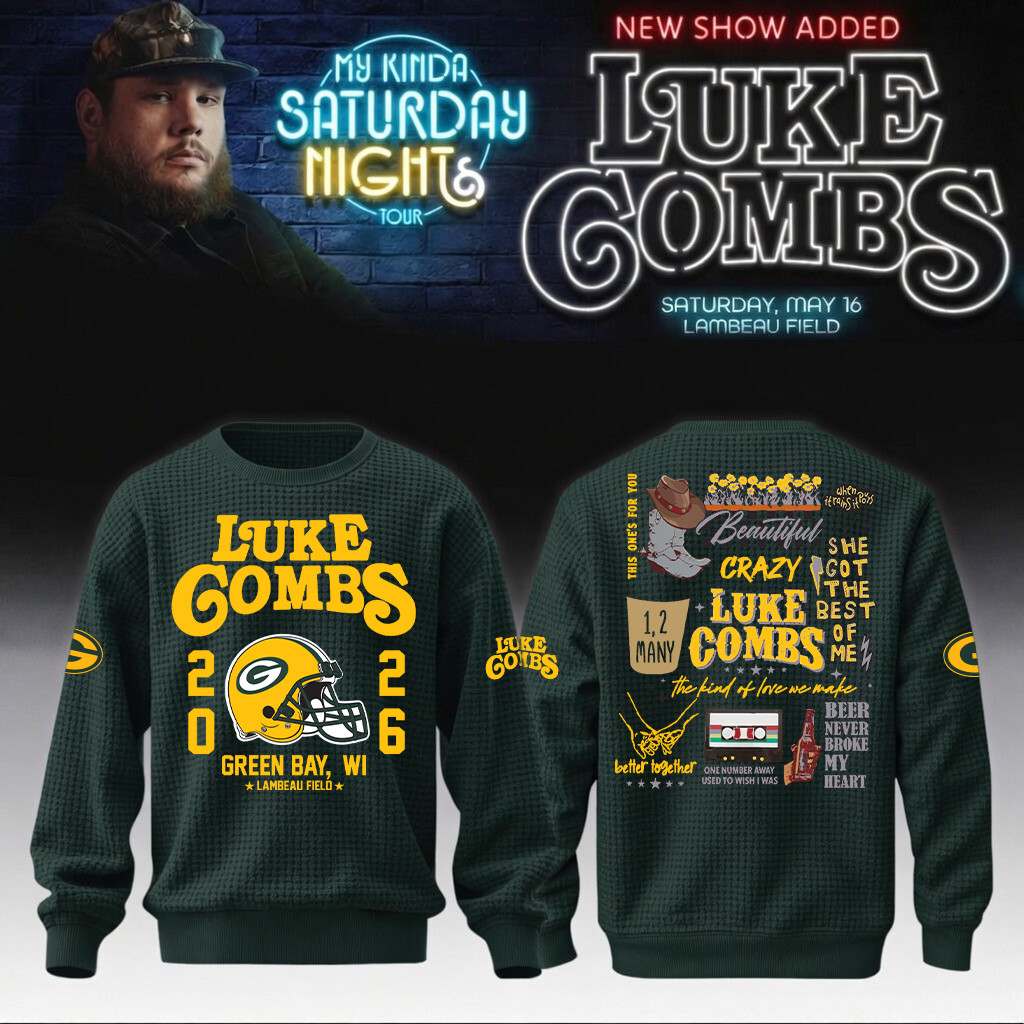 Luke Combs Merch x Packers 2026 Sweatshirt My Kinda Saturday Night Tour Apparel Fans Gift
