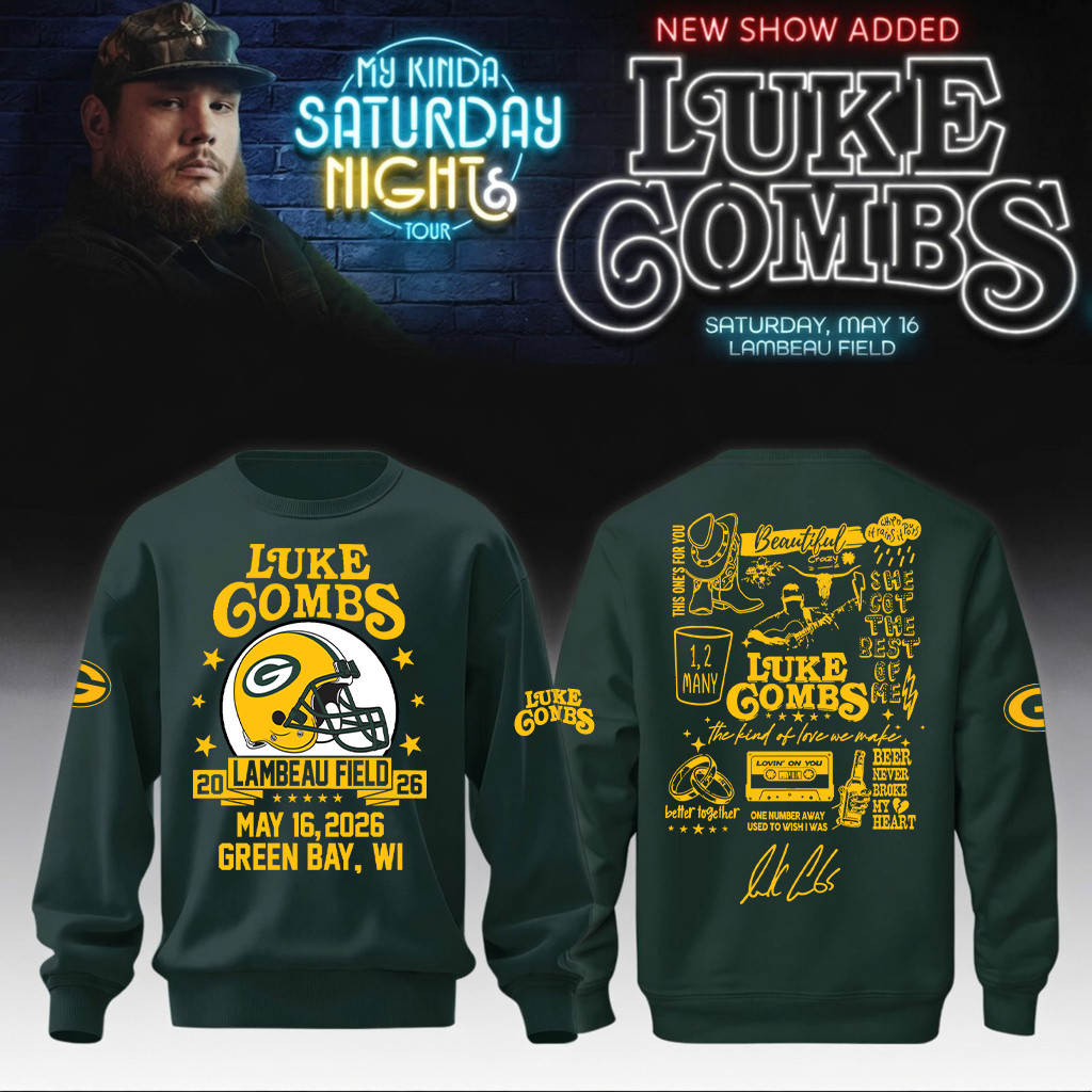 Luke Combs Merch x Packers 2026 Sweatshirt My Kinda Saturday Night Tour Apparel Music Gift