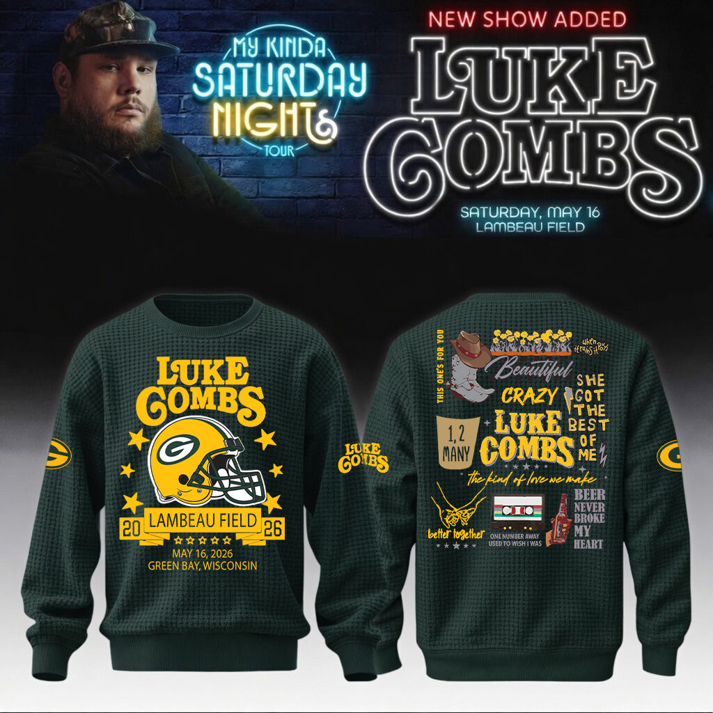 Luke Combs Merch x Packers 2026 Sweatshirt My Kinda Saturday Night Tour Clothes