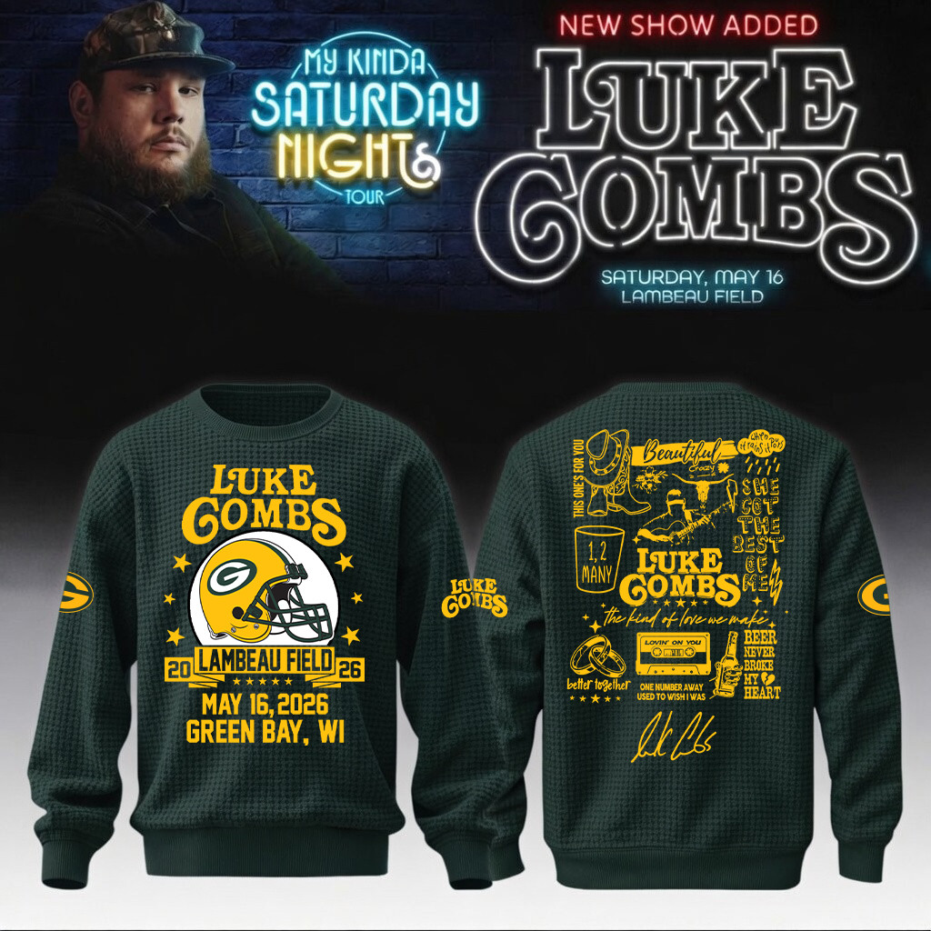 Luke Combs Merch x Packers 2026 Sweatshirt My Kinda Saturday Night Tour Clothing Music Outfit
