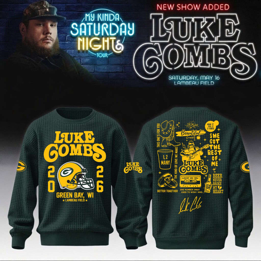 Luke Combs Merch x Packers 2026 Sweatshirt My Kinda Saturday Night Tour Fan's Outfits