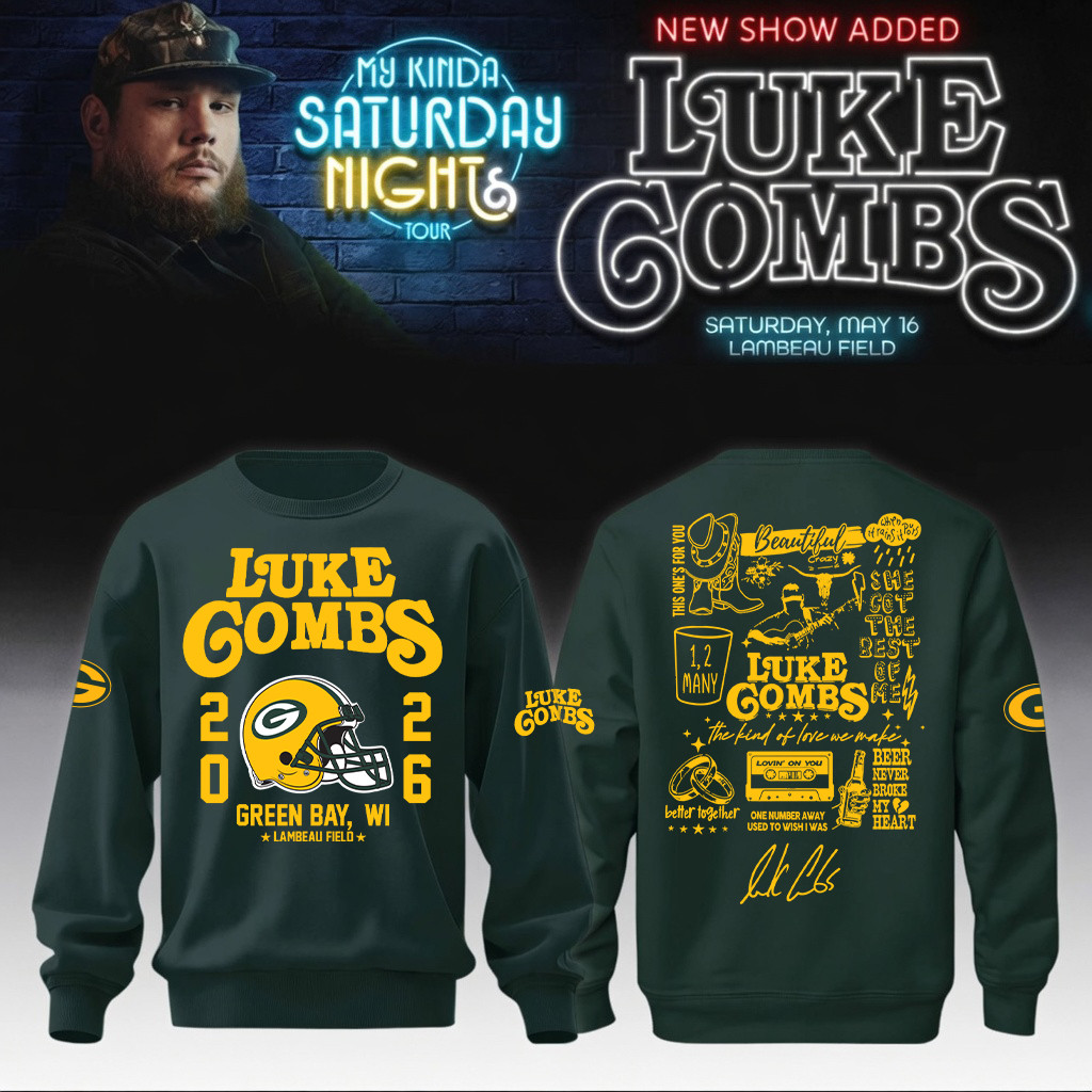 Luke Combs Merch x Packers 2026 Sweatshirt My Kinda Saturday Night Tour Luke Combs Apparel