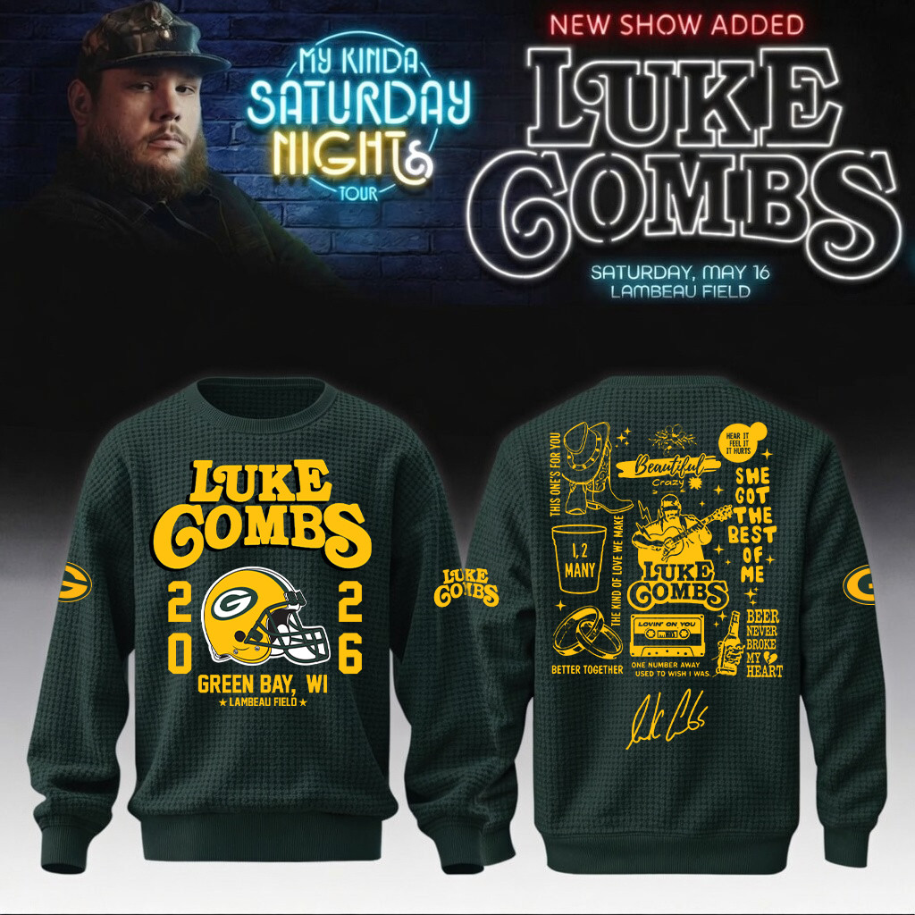 Luke Combs Merch x Packers 2026 Sweatshirt My Kinda Saturday Night Tour Outfits