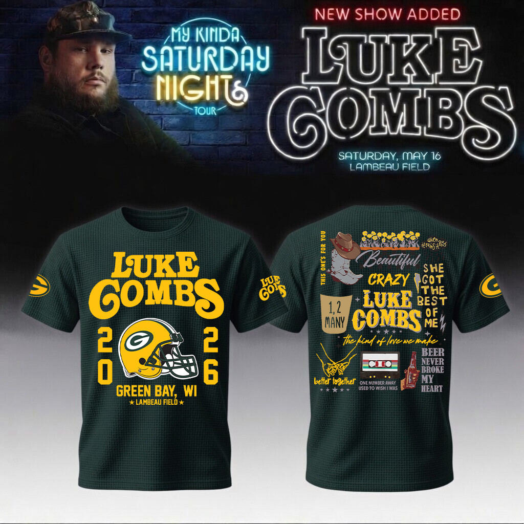 Luke Combs Merch x Packers 2026 T-Shirt My Kinda Saturday Night Tour 2026 Apparel Fans Gift