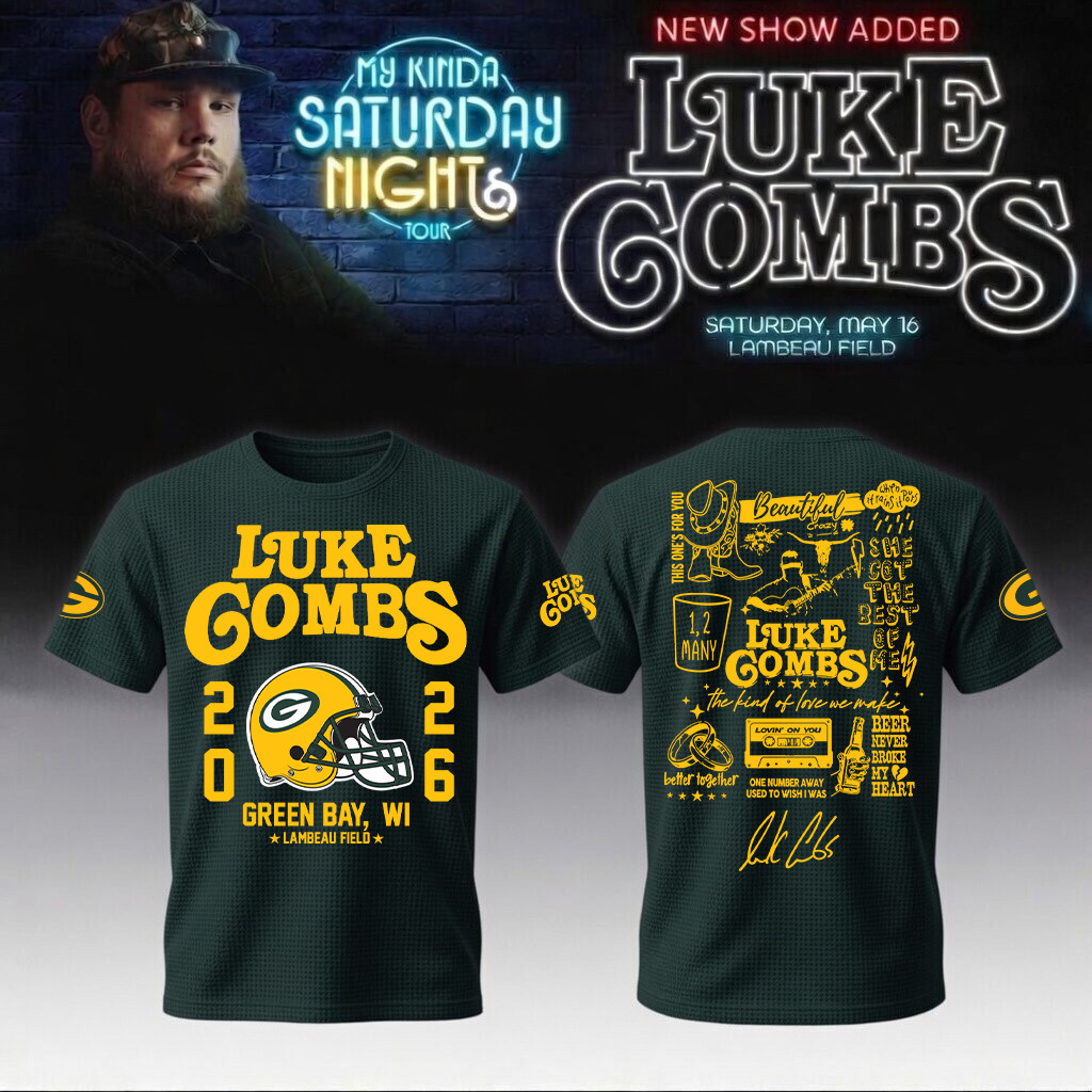 Luke Combs Merch x Packers 2026 T-Shirt My Kinda Saturday Night Tour 2026 Clothing Music Fan Gift