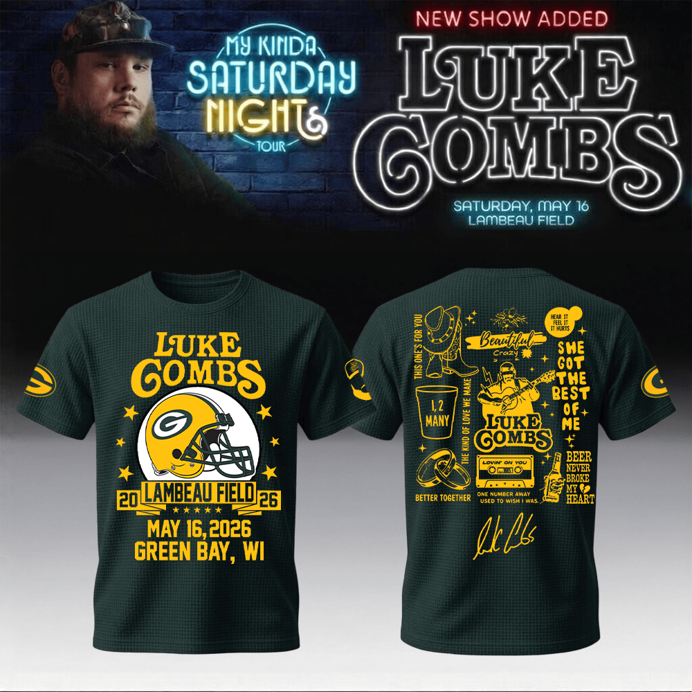 Luke Combs Merch x Packers 2026 T-Shirt My Kinda Saturday Night Tour 2026 Shirt Gift Idea