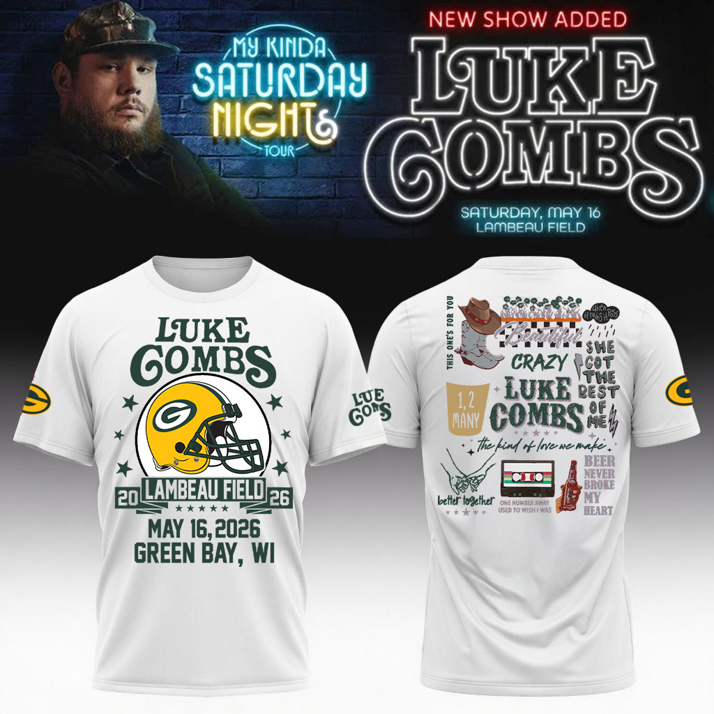 Luke Combs Merch x Packers 2026 T-Shirt My Kinda Saturday Night Tour Apparel Fans Gifts
