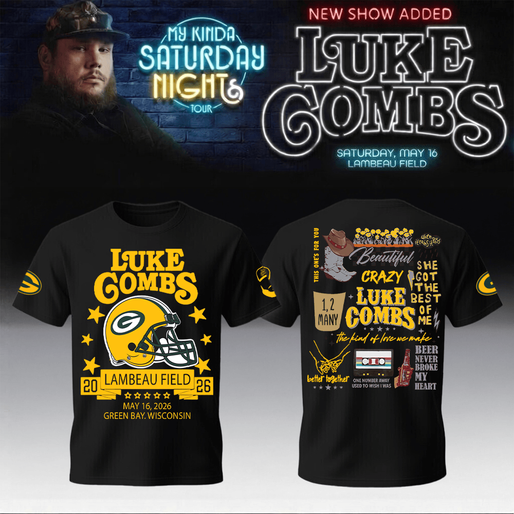 Luke Combs Merch x Packers 2026 T-Shirt My Kinda Saturday Night Tour Apparel Fans Gifts
