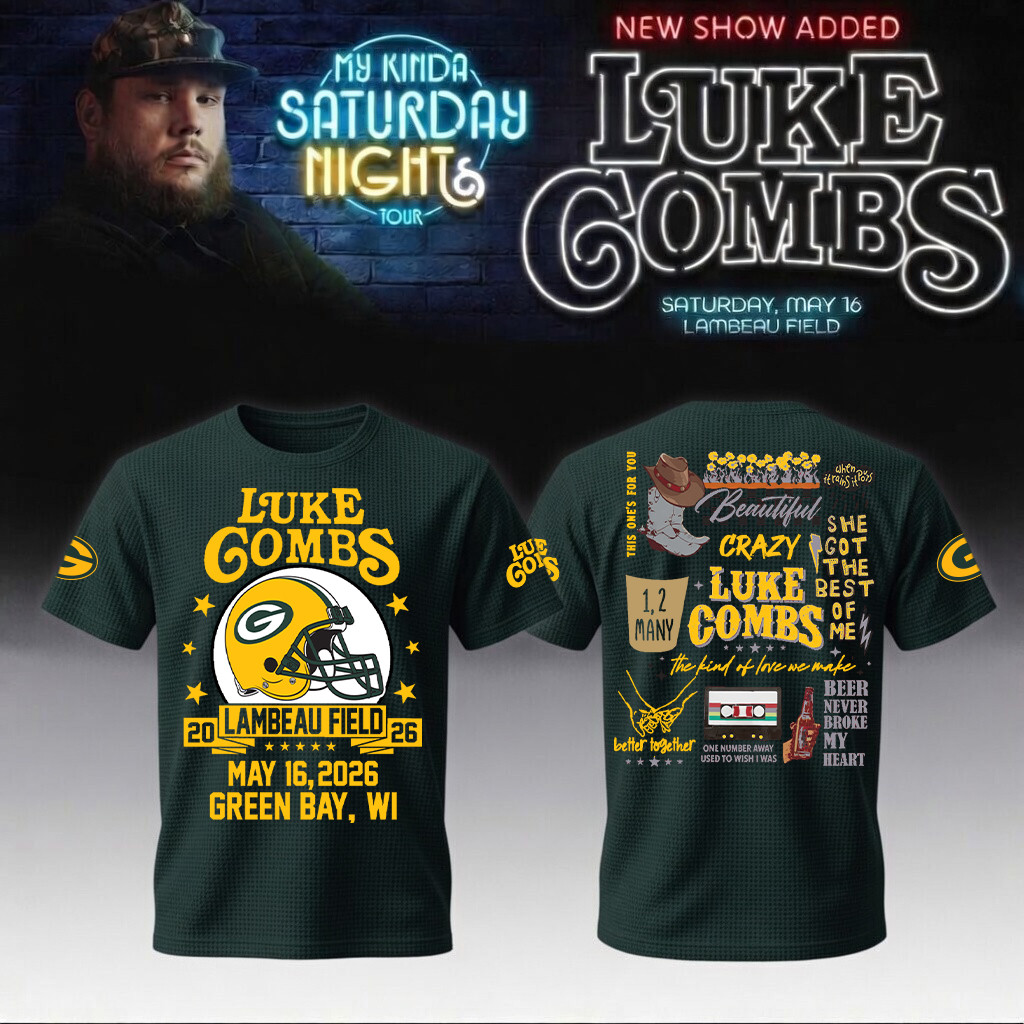 Luke Combs Merch x Packers 2026 T-Shirt My Kinda Saturday Night Tour Apparel Music Lover Gifts
