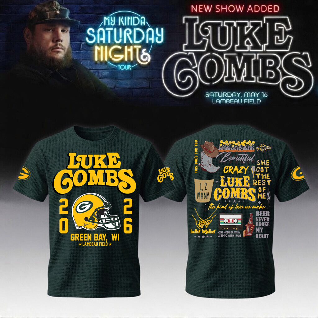 Luke Combs Merch x Packers 2026 T-Shirt My Kinda Saturday Night Tour Clothes