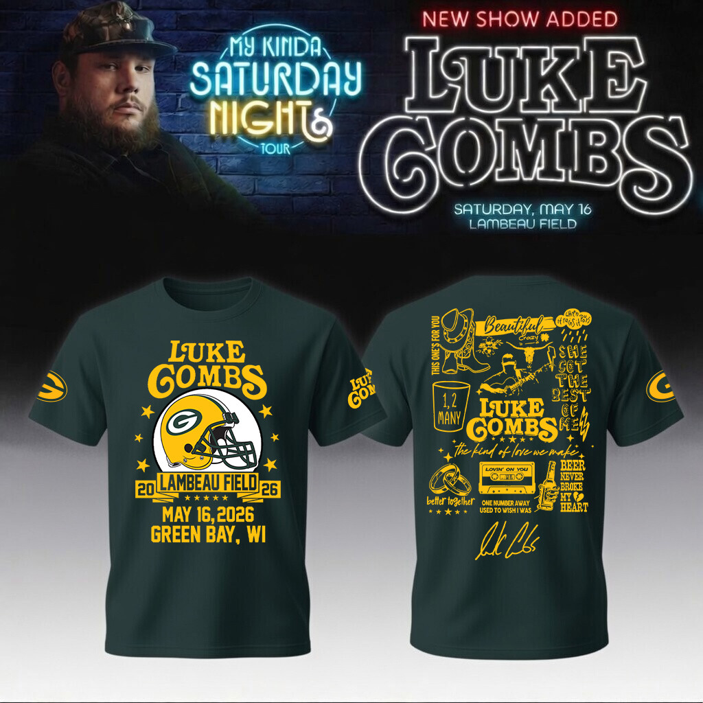 Luke Combs Merch x Packers 2026 T-Shirt My Kinda Saturday Night Tour Clothes Music Fan Gift