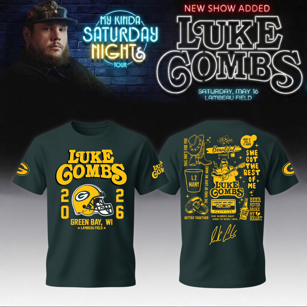 Luke Combs Merch x Packers 2026 T-Shirt My Kinda Saturday Night Tour Clothes Music Lover Gift