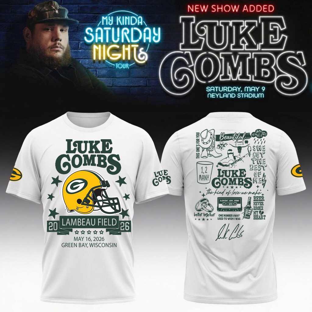 Luke Combs Merch x Packers 2026 T-Shirt My Kinda Saturday Night Tour Great Gift For Fans